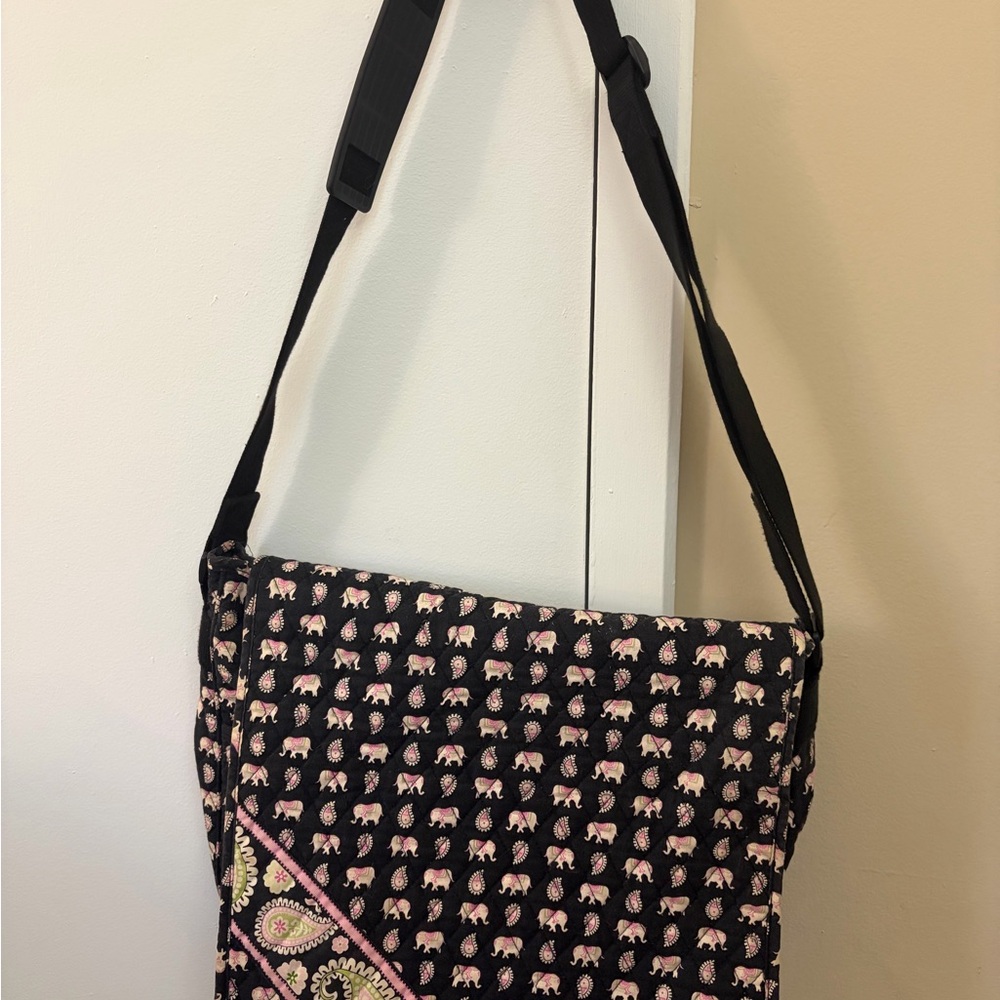 Vera Bradley pink elephant print messenger bag